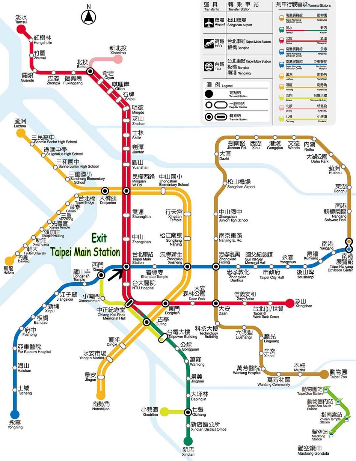 Het centraal station van Taipei ondergrondse winkelcentrum kaart