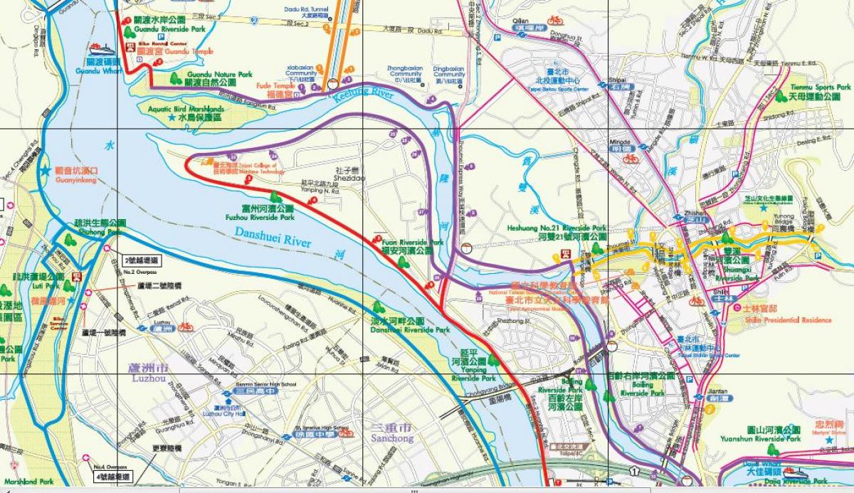 kaart van Taipei fietspad