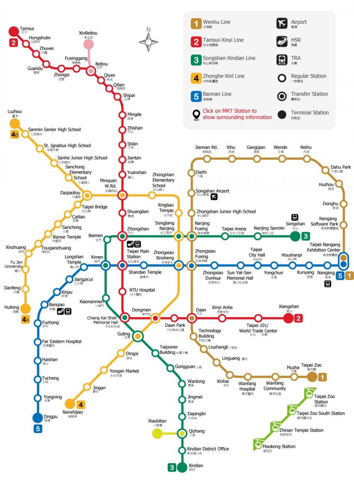 Taipei metrostation kaart