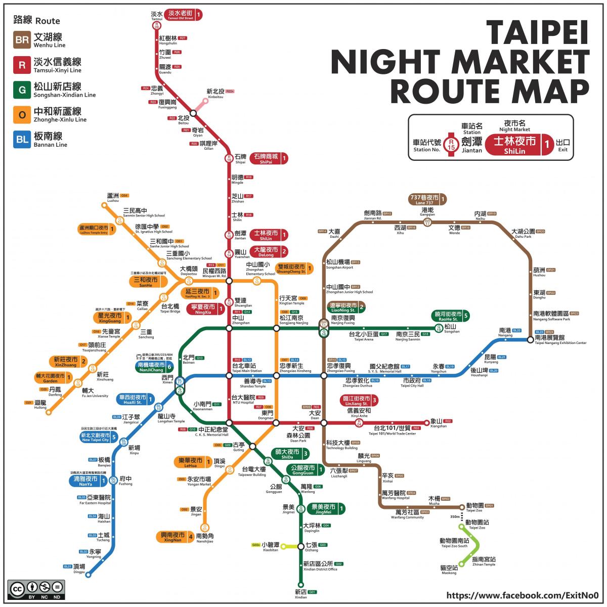 kaart van Taipei ' s nachts markten