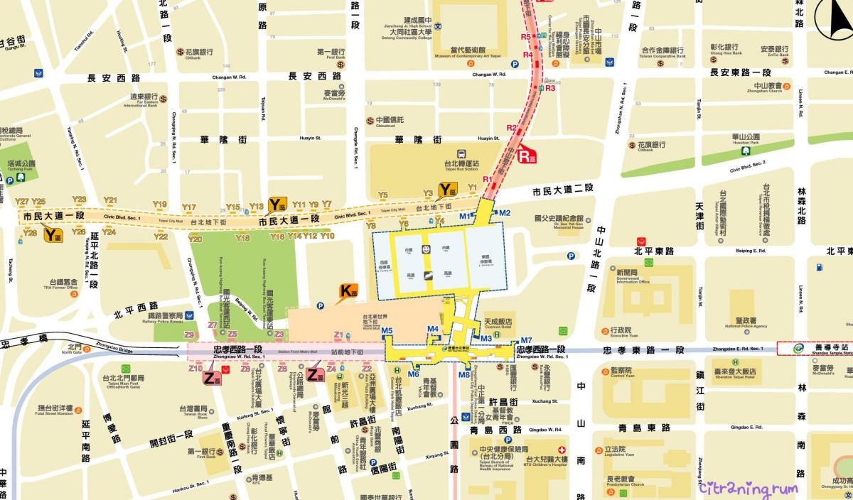 kaart van Taipei ondergrondse winkelcentrum