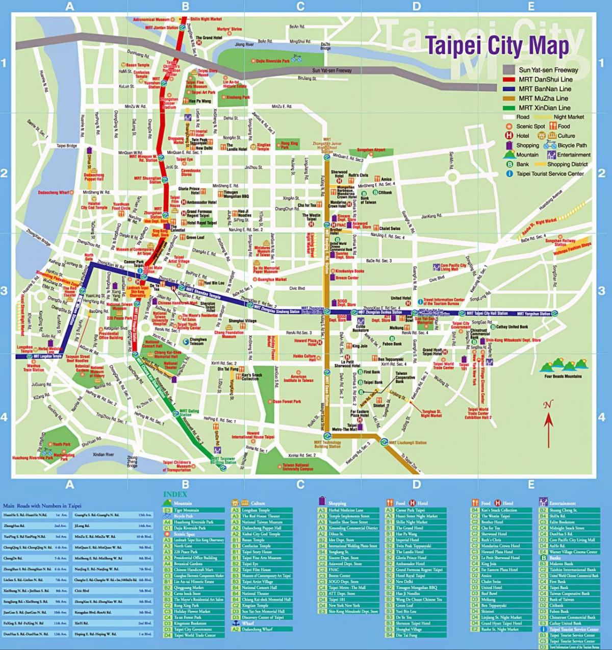Taipei toeristische plekken kaart
